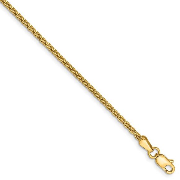 1.75mm 14k Yellow Gold Solid Parisian Wheat Chain Bracelet 8 Inch